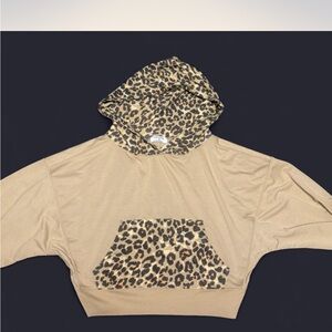 Leopard Print Tan crop hoodie